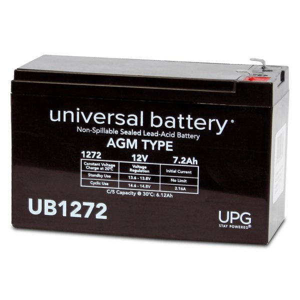 Upg Sealed Lead Acid Battery, 12 V, 7.2Ah, UB1272, F1 (Faston Tab) Terminal, AGM Type 40760